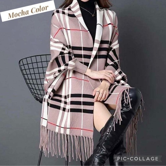 Blu Trends Sweaters - Mocha or Gray Print Wraps w/Sleeves